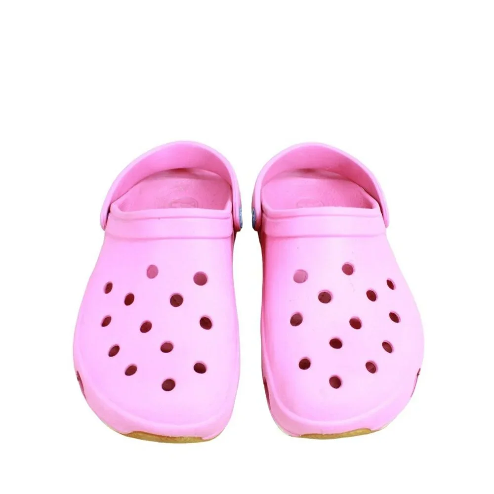 Crocs Retro Classic Unisex Pink Rubber Gum Sole Slip On Comfort Flat Clogs Sz 8 - Picture 4 of 9